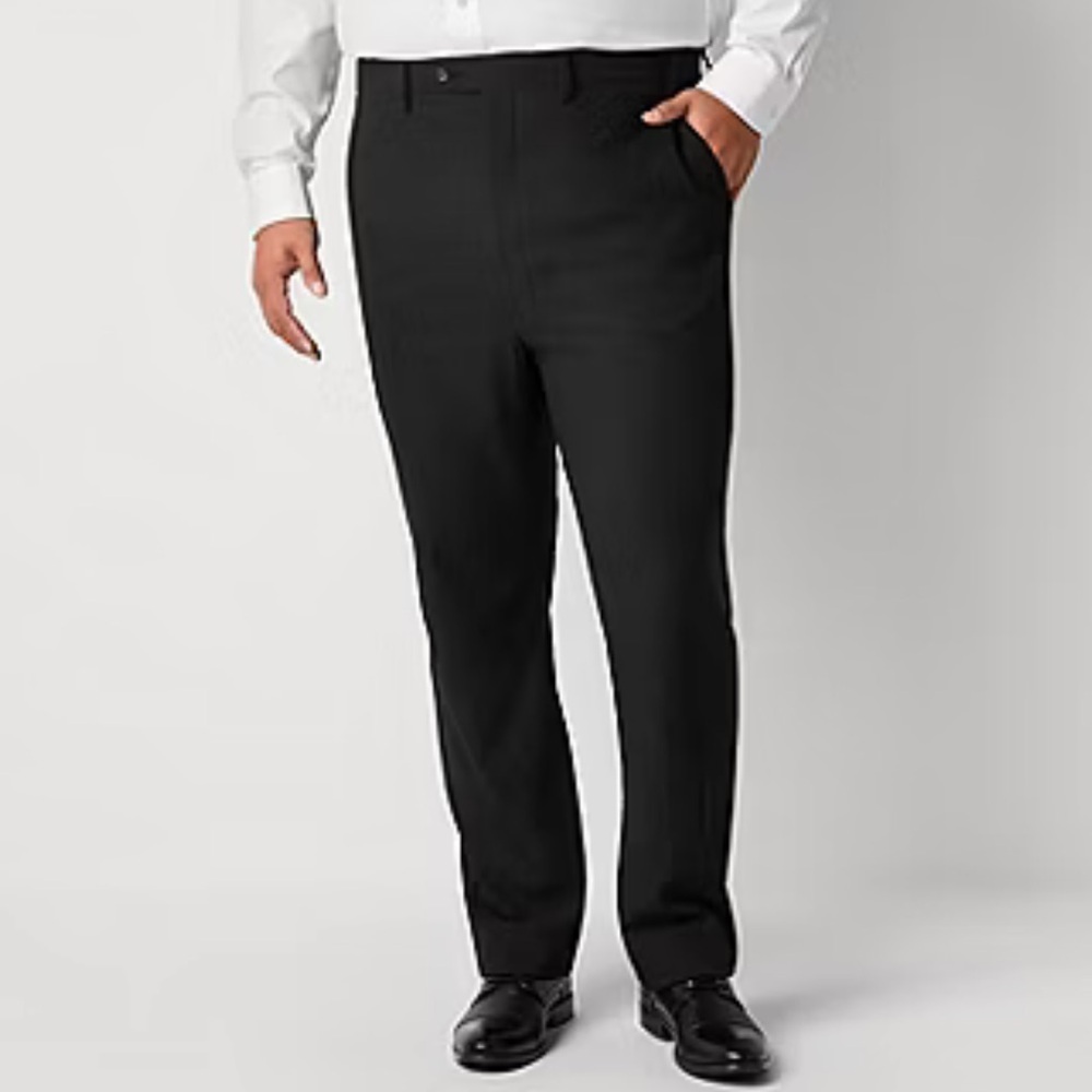Men's Shaquille O’Neal XLG Classic Black flat front Suit Pants Sz 56X32 NWT $150